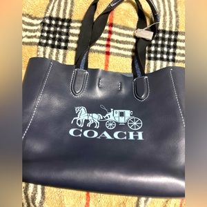 Authentic Coach Tote Bag Shoulder Strap Dark & Light Blue
